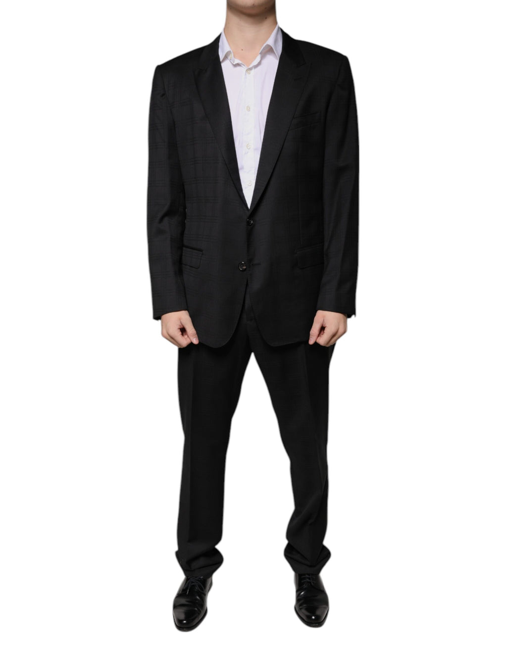 Svart ull, enkeltspent formelt dress