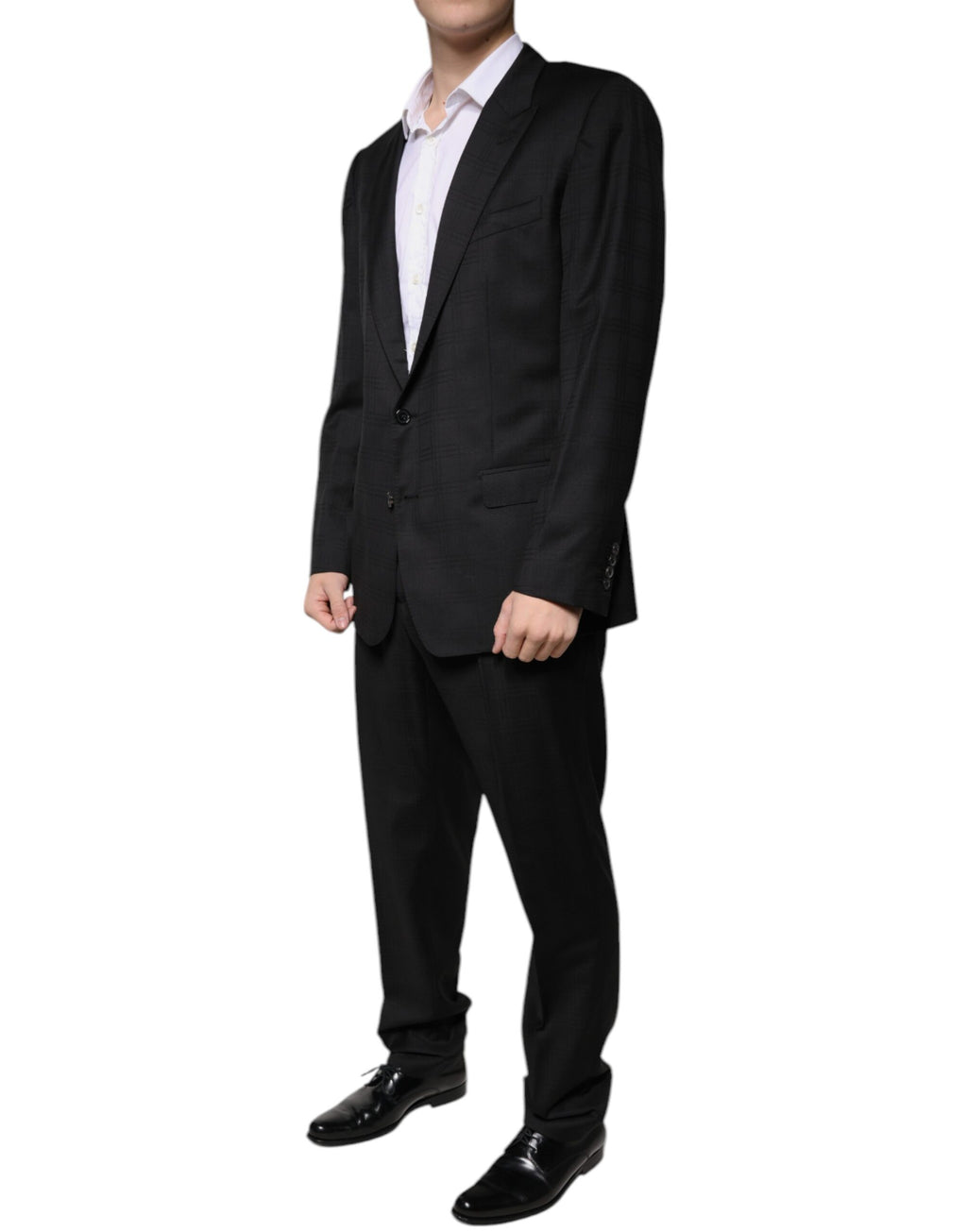 Svart ull, enkeltspent formelt dress