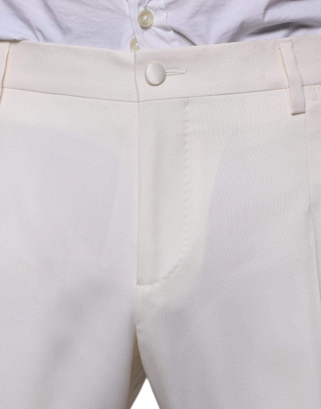 Vit ull-siden 3-delad slimfit formell kostym