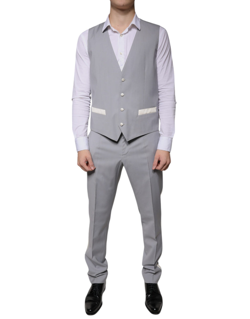 Grå ull 3-delt slim fit formelt dress