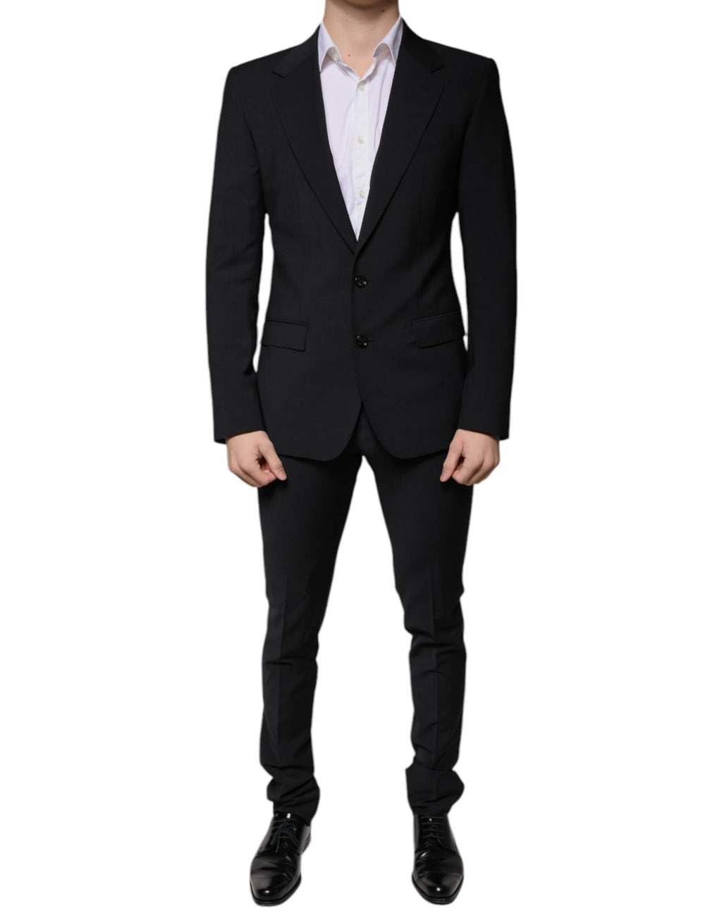 Svart ull 3-delad slim fit formell herrkostym
