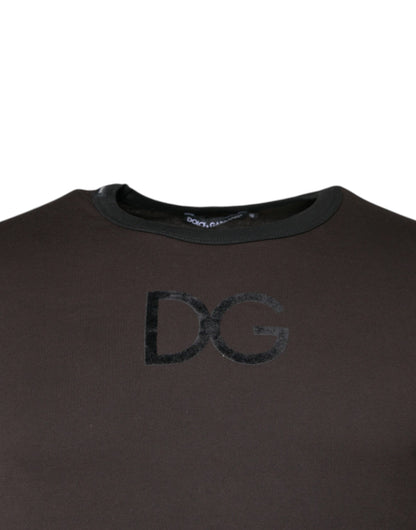 Dolce &amp; Gabbana Brun Logotyp Bomull Rund Halsad Tröja