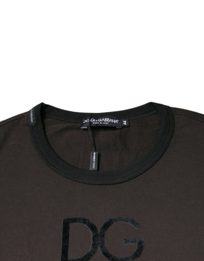 Dolce &amp; Gabbana Brun Logotyp Bomull Rund Halsad Tröja