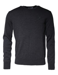 Dolce & Gabbana Dark Gray Wool Crew Neck Pullover Sweater