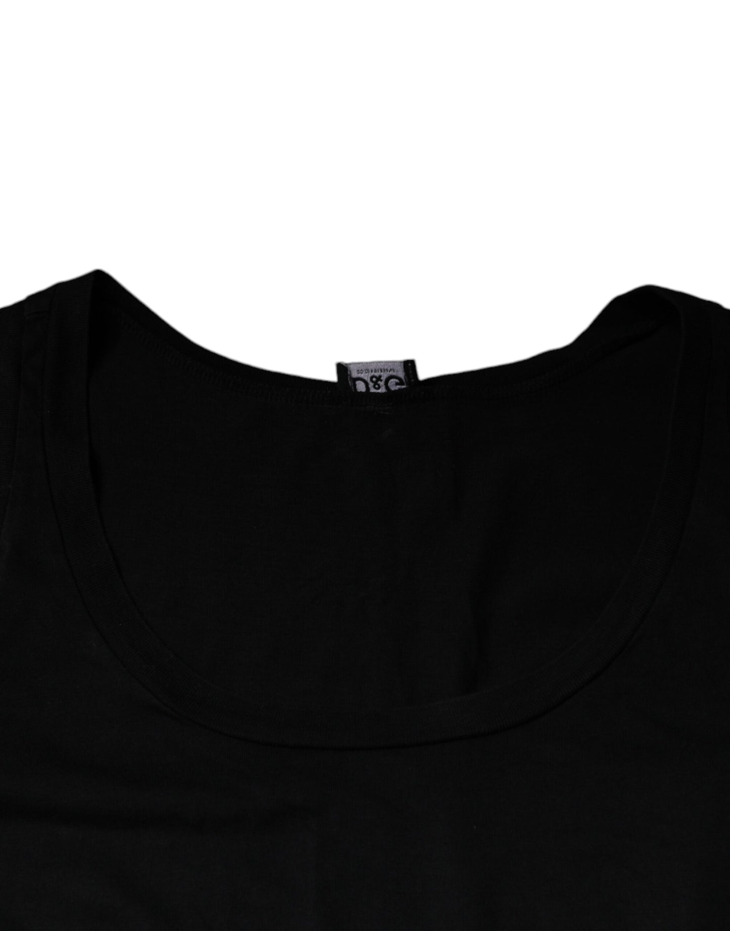 Dolce &amp; Gabbana Svart bomullslinne Ärmlös Herr T-shirt