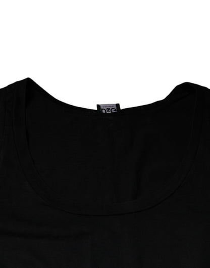 Dolce &amp; Gabbana Svart bomullslinne Ärmlös Herr T-shirt