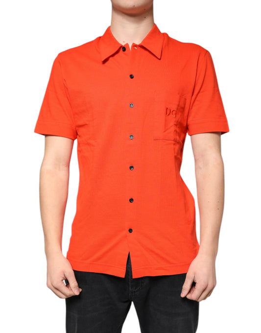 Dolce &amp; Gabbana Orange bomullspoloskjorta med knappar