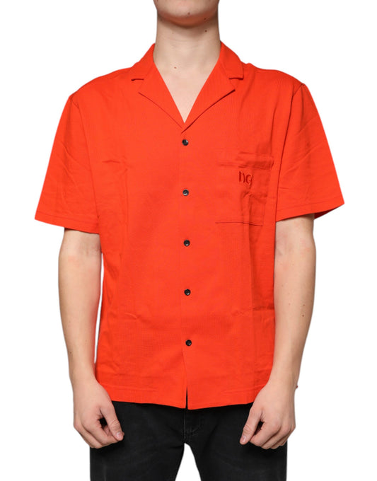 Dolce &amp; Gabbana Orange bomullspoloskjorta med knappar