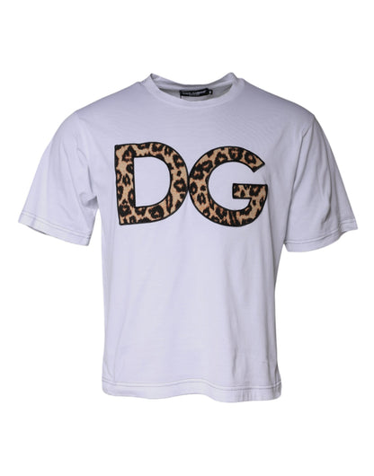 Dolce &amp; Gabbana Vit DG-logotyp T-shirt i bomull med korta ärmar