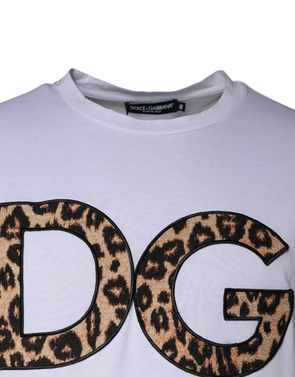 Dolce &amp; Gabbana Vit DG-logotyp T-shirt i bomull med korta ärmar