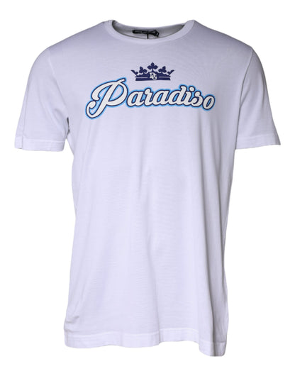 Dolce &amp; Gabbana Hvit Paradiso Bomulls-T-skjorte med korte ermer