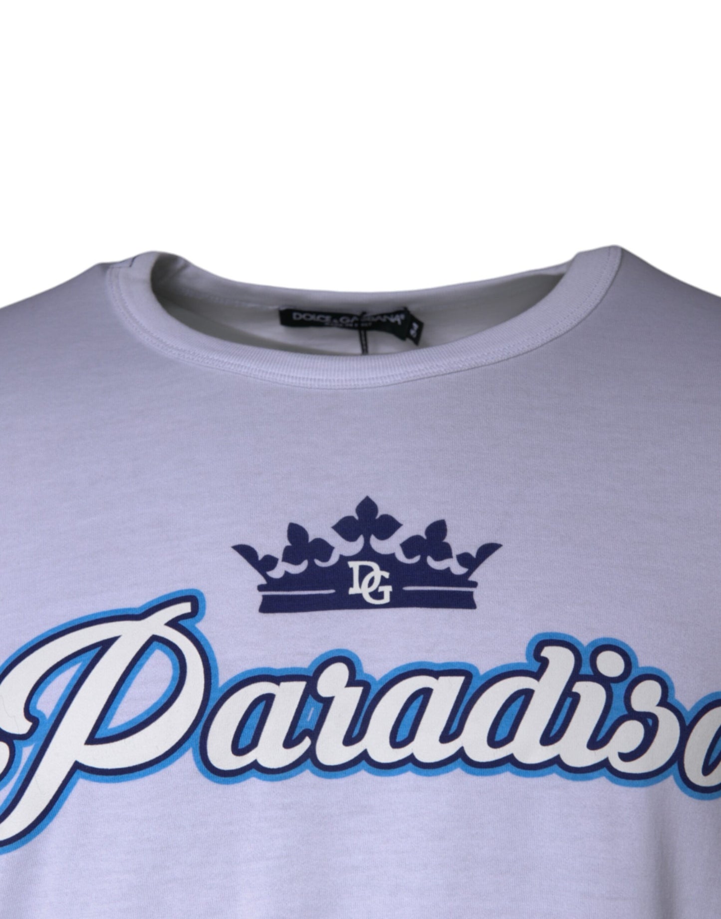 Dolce &amp; Gabbana Hvit Paradiso Bomulls-T-skjorte med korte ermer