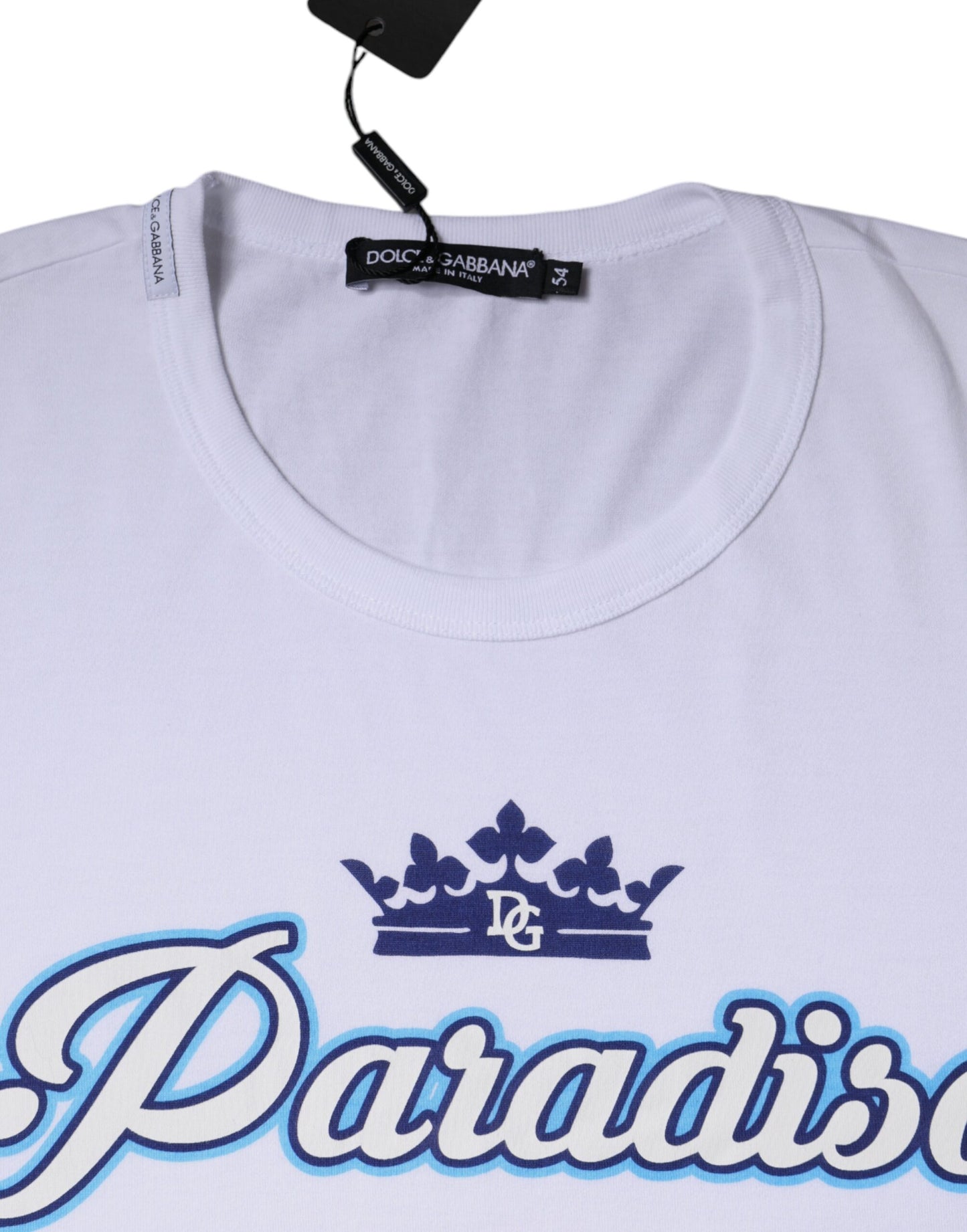Dolce &amp; Gabbana Hvit Paradiso Bomulls-T-skjorte med korte ermer