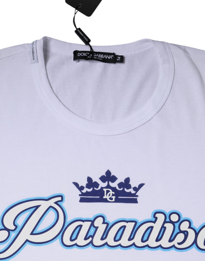 Dolce &amp; Gabbana Hvit Paradiso Bomulls-T-skjorte med korte ermer