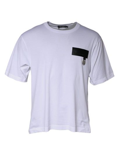 Dolce &amp; Gabbana Vit T-shirt i bomull med rund hals och logotypmärke