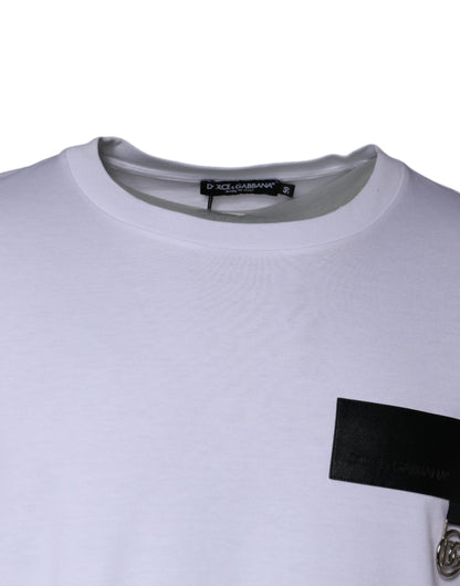 Dolce &amp; Gabbana Vit T-shirt i bomull med rund hals och logotypmärke
