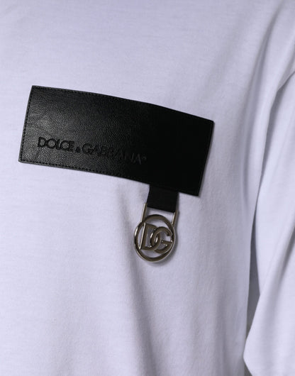 Dolce &amp; Gabbana Vit T-shirt i bomull med rund hals och logotypmärke