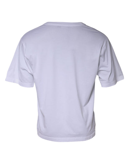Dolce &amp; Gabbana Vit T-shirt i bomull med rund hals och logotypmärke