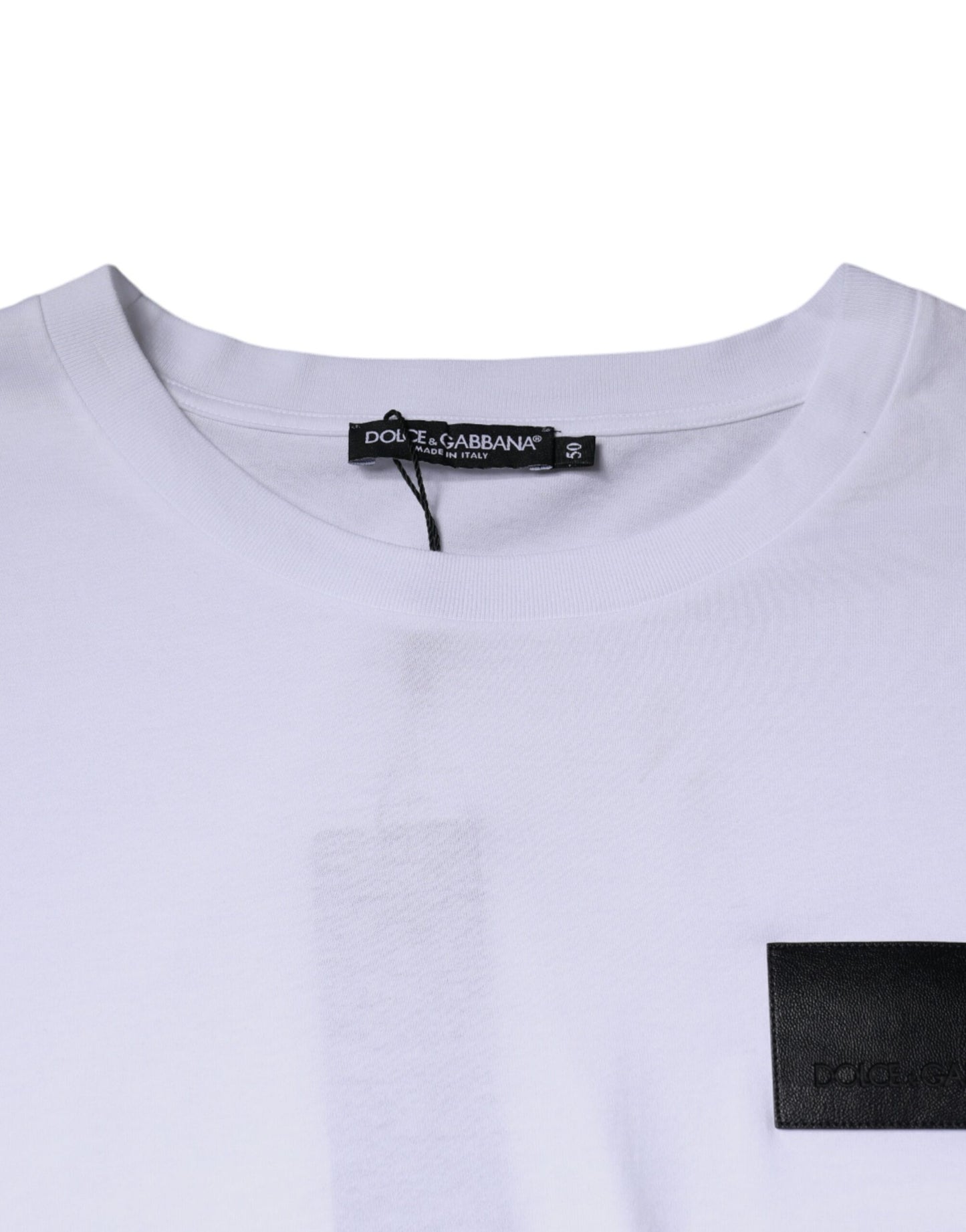 Dolce &amp; Gabbana Vit T-shirt i bomull med rund hals och logotypmärke