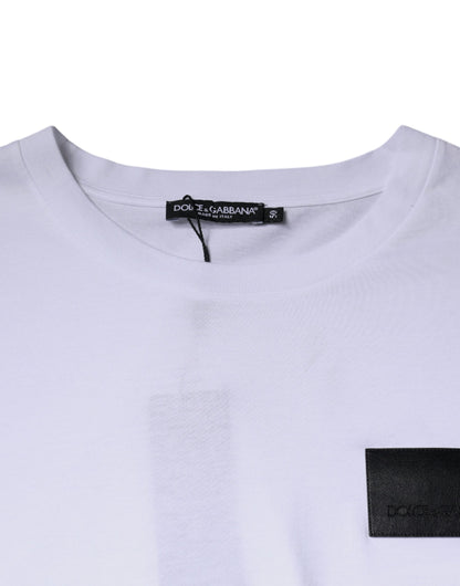 Dolce &amp; Gabbana Vit T-shirt i bomull med rund hals och logotypmärke