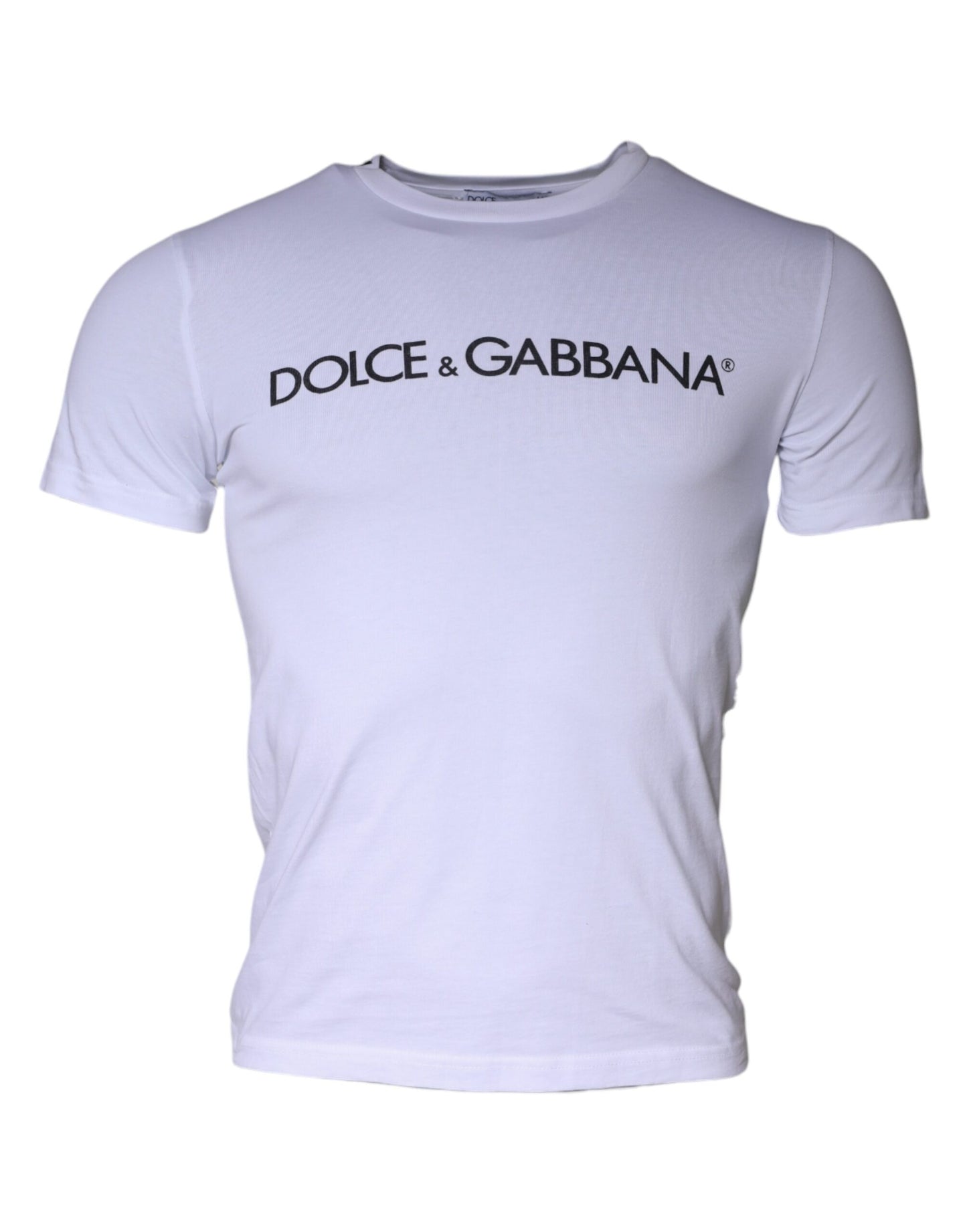 Dolce &amp; Gabbana Vit Logotyptryckt Bomulls-T-shirt med Rund Hals