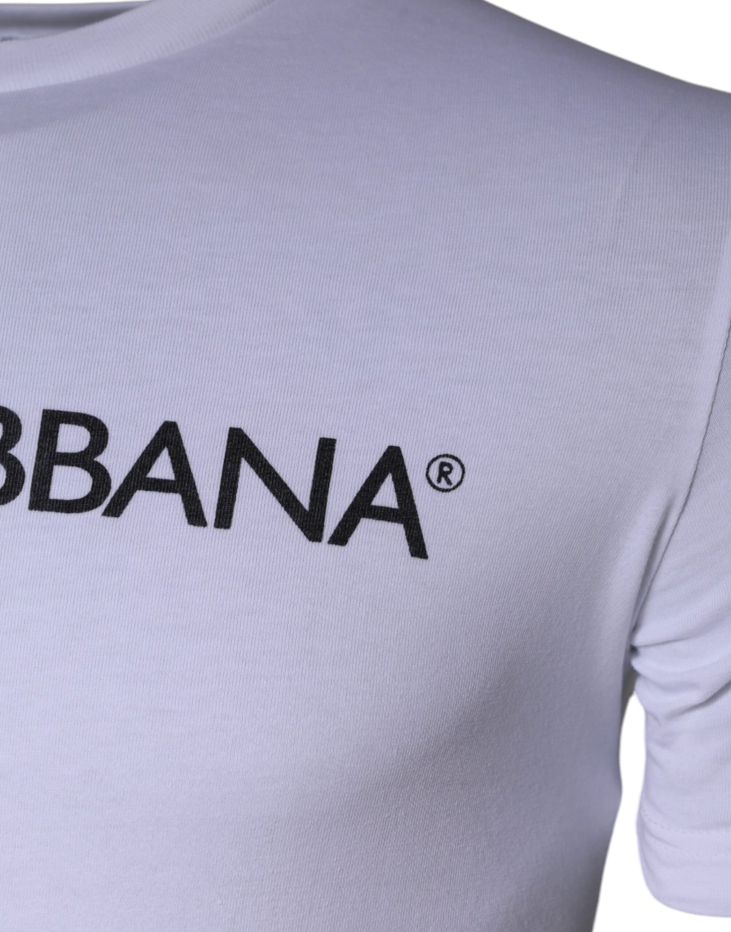 Dolce &amp; Gabbana Vit Logotyptryckt Bomulls-T-shirt med Rund Hals
