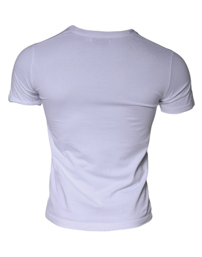 Dolce &amp; Gabbana Vit Logotyptryckt Bomulls-T-shirt med Rund Hals