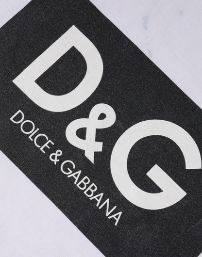 Dolce &amp; Gabbana Vit Logotyptryckt Bomulls-T-shirt med Rund Hals