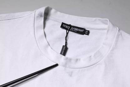 Dolce &amp; Gabbana Vit Logotyptryckt Bomulls-T-shirt med Rund Hals