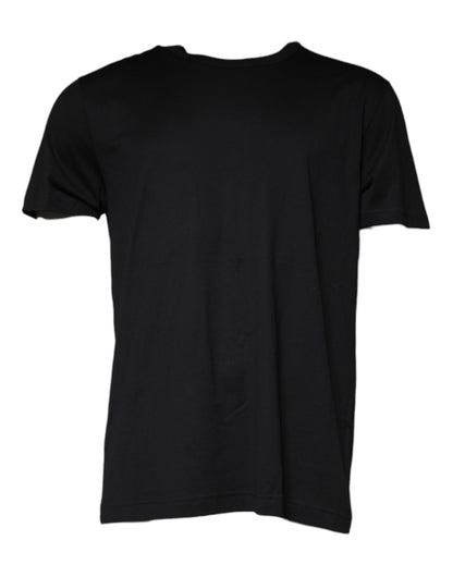 Dolce &amp; Gabbana Svart bomulls-t-shirt med korta ärmar och rund halsringning