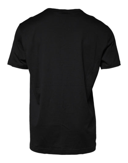 Dolce &amp; Gabbana Svart bomulls-t-shirt med korta ärmar och rund halsringning