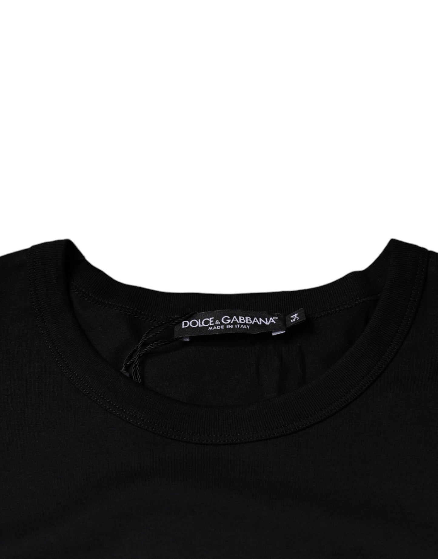 Dolce &amp; Gabbana Svart bomulls-t-shirt med korta ärmar och rund halsringning