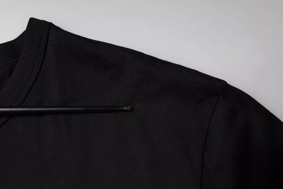 Dolce &amp; Gabbana Svart bomulls-t-shirt med korta ärmar och rund halsringning