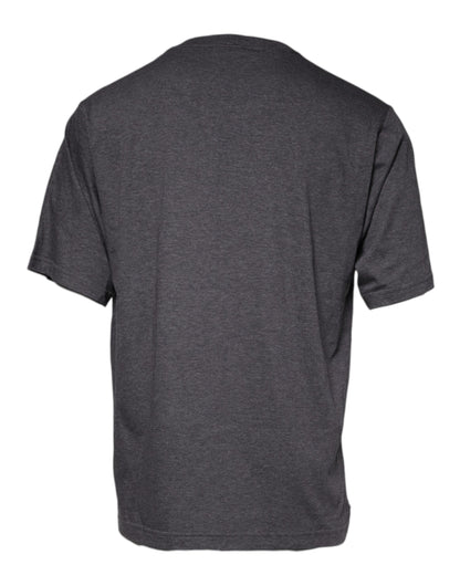 Dolce &amp; Gabbana grå t-shirt i bomull med rund hals och logotypmärke
