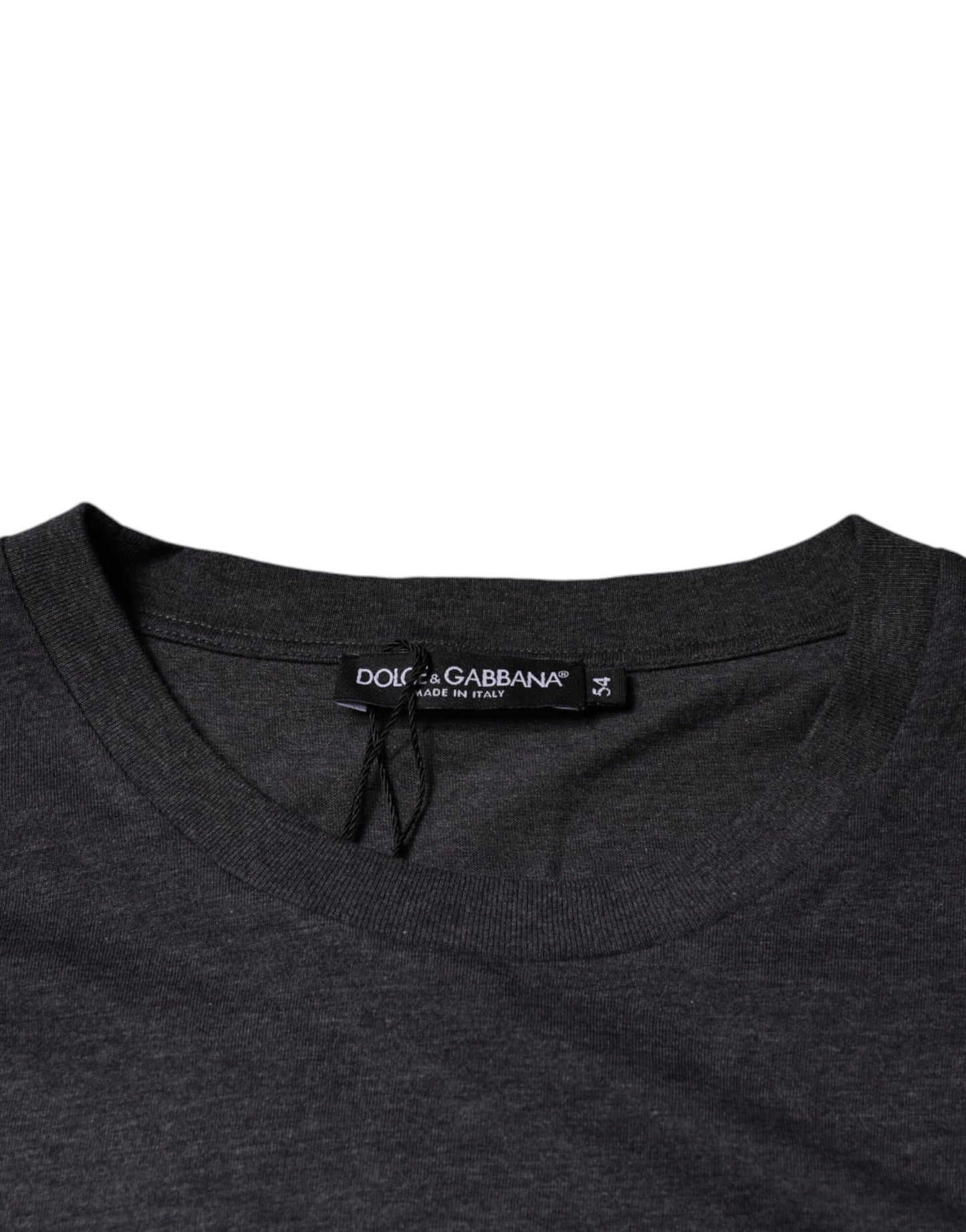 Dolce &amp; Gabbana grå t-shirt i bomull med rund hals och logotypmärke