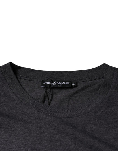 Dolce &amp; Gabbana grå t-shirt i bomull med rund hals och logotypmärke