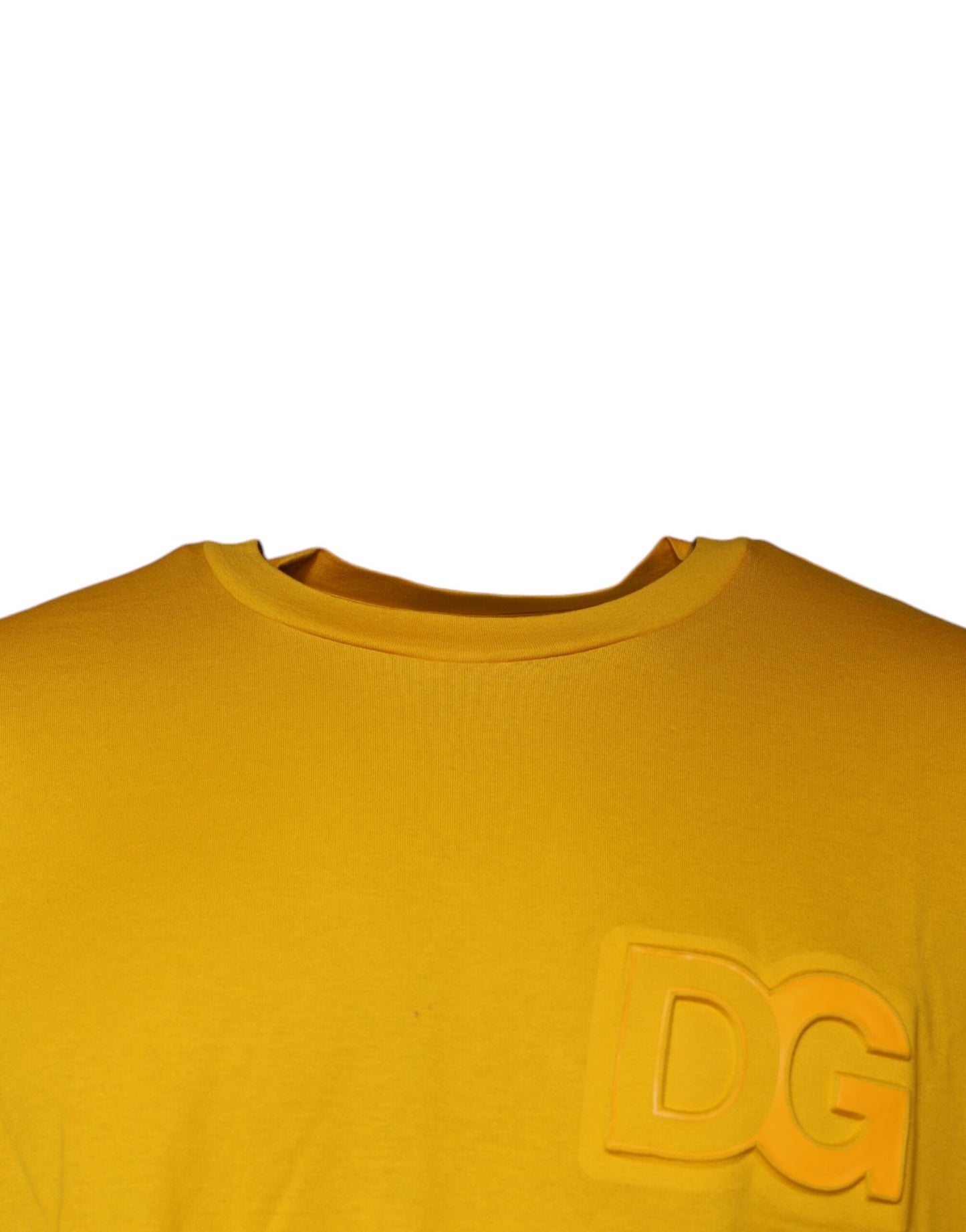Dolce &amp; Gabbana Senapsfärgad Rundringad T-shirt med Präglad Logotyp