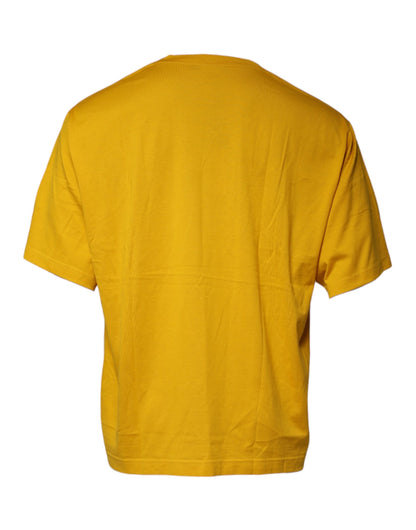 Dolce &amp; Gabbana Senapsfärgad Rundringad T-shirt med Präglad Logotyp