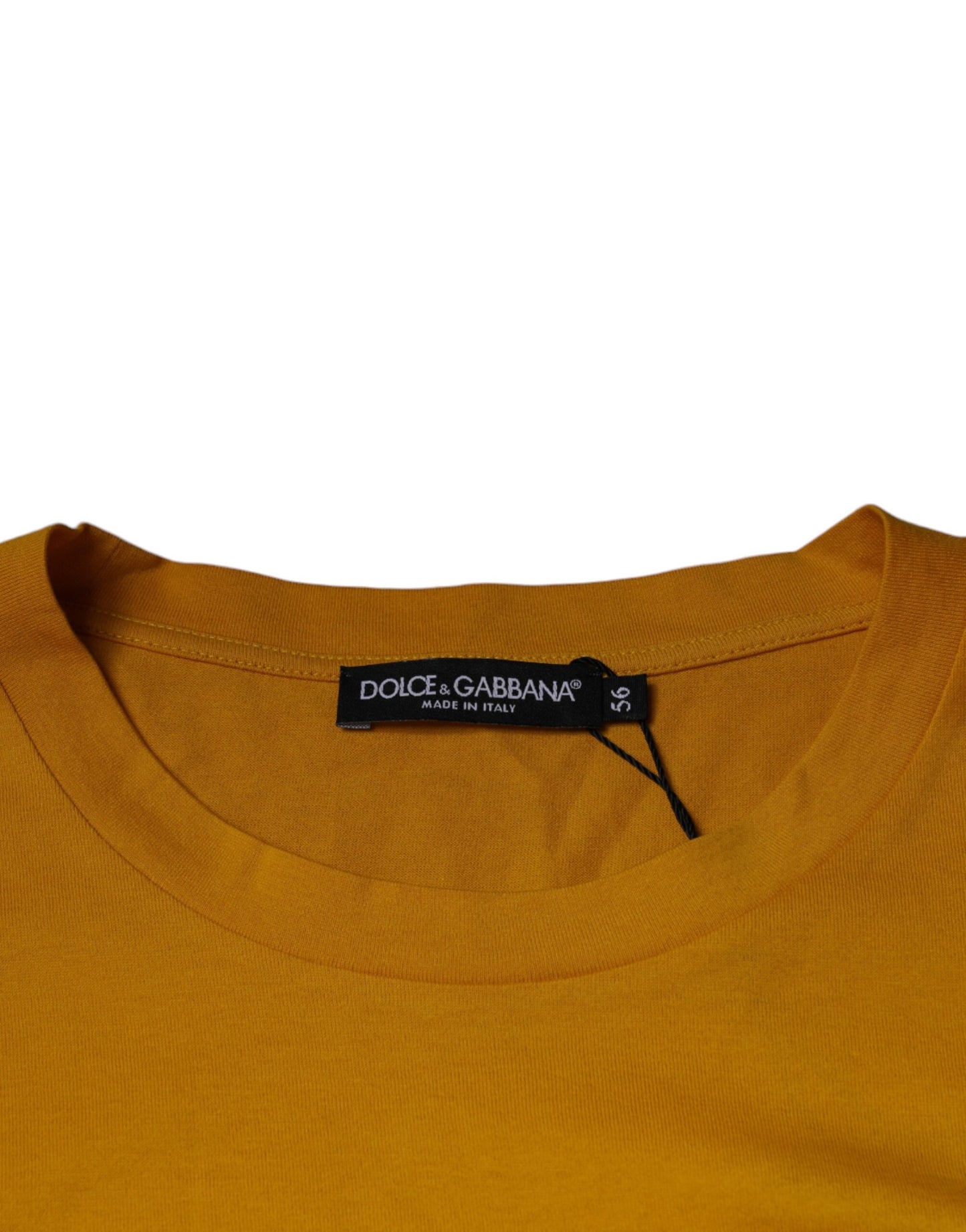Dolce &amp; Gabbana Senapsfärgad Rundringad T-shirt med Präglad Logotyp