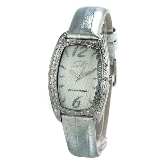 Chronotech Silverfärgad Läderklocka