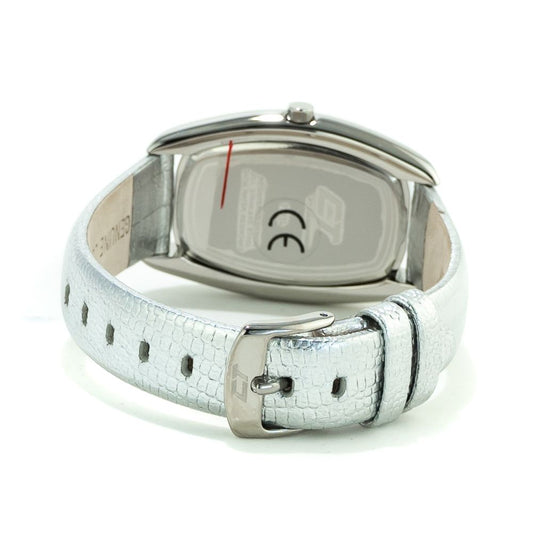 Chronotech Silverfärgad Läderklocka