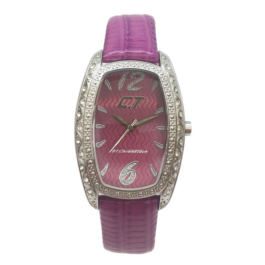 Chronotech lila läderklocka