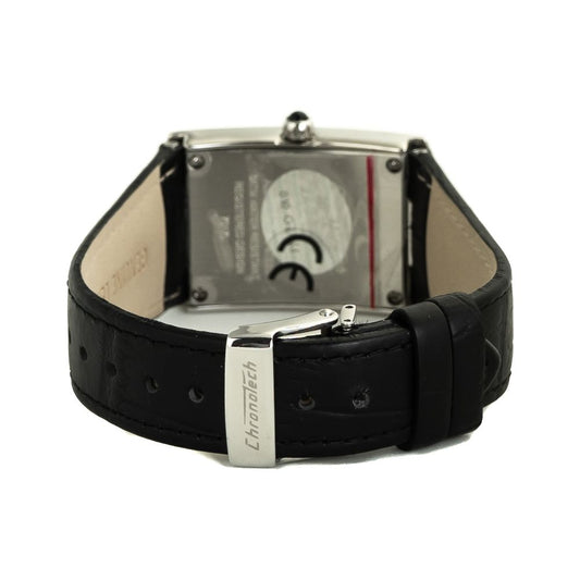 Chronotech svart läderklocka