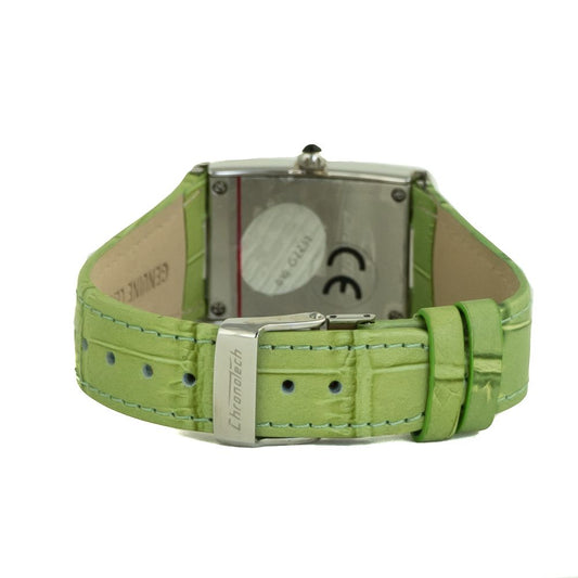 Chronotech grön läderklocka