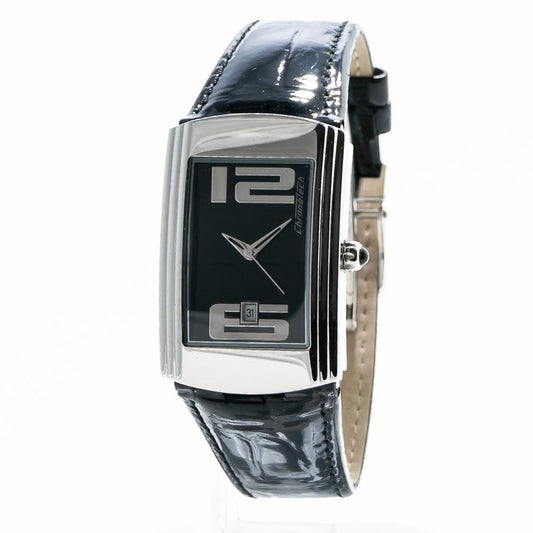 Chronotech svart läderklocka