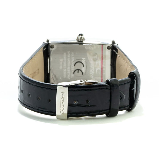 Chronotech svart läderklocka