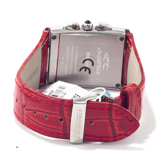 Chronotech röd läderklocka