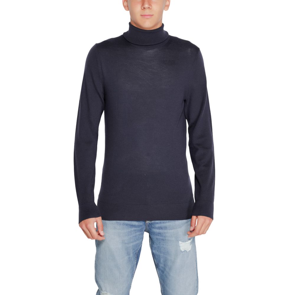 Calvin Klein blå ull polotrøye