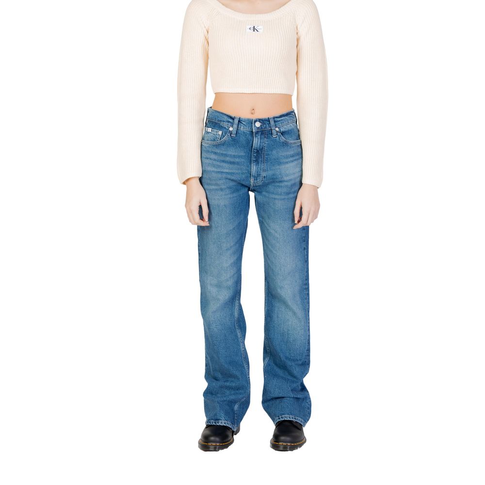 Blå bomullsmomjeans