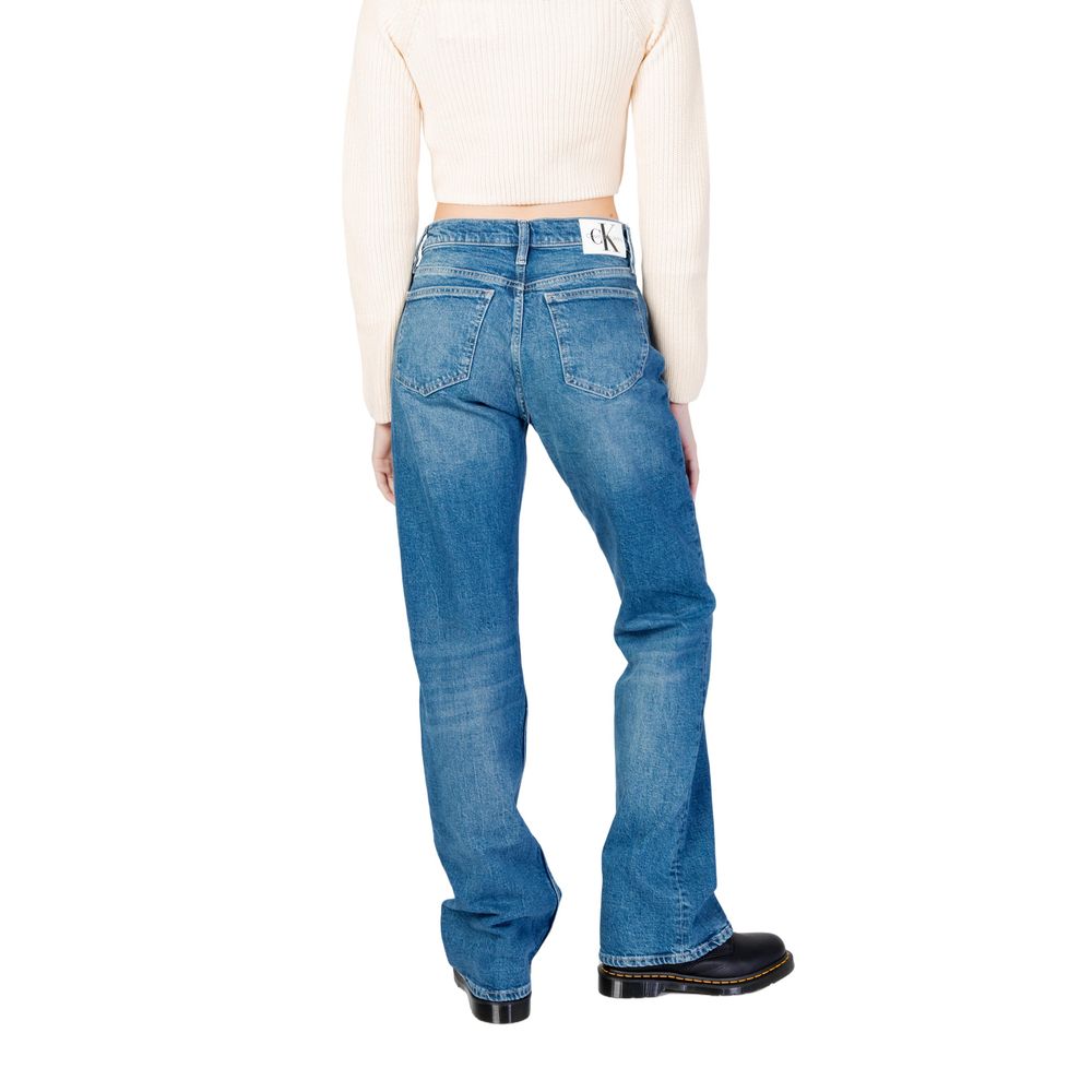 Blå bomullsmomjeans